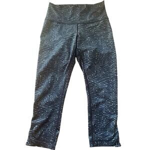 Lululemon Leggings 8 True Self Crop II Yoga Fitness Samba Snake Battleship Black